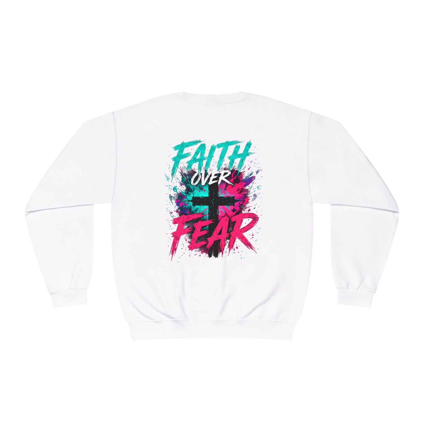 Faith Over Fear Sweatshirt — Christian Crewneck with Cross Graphic