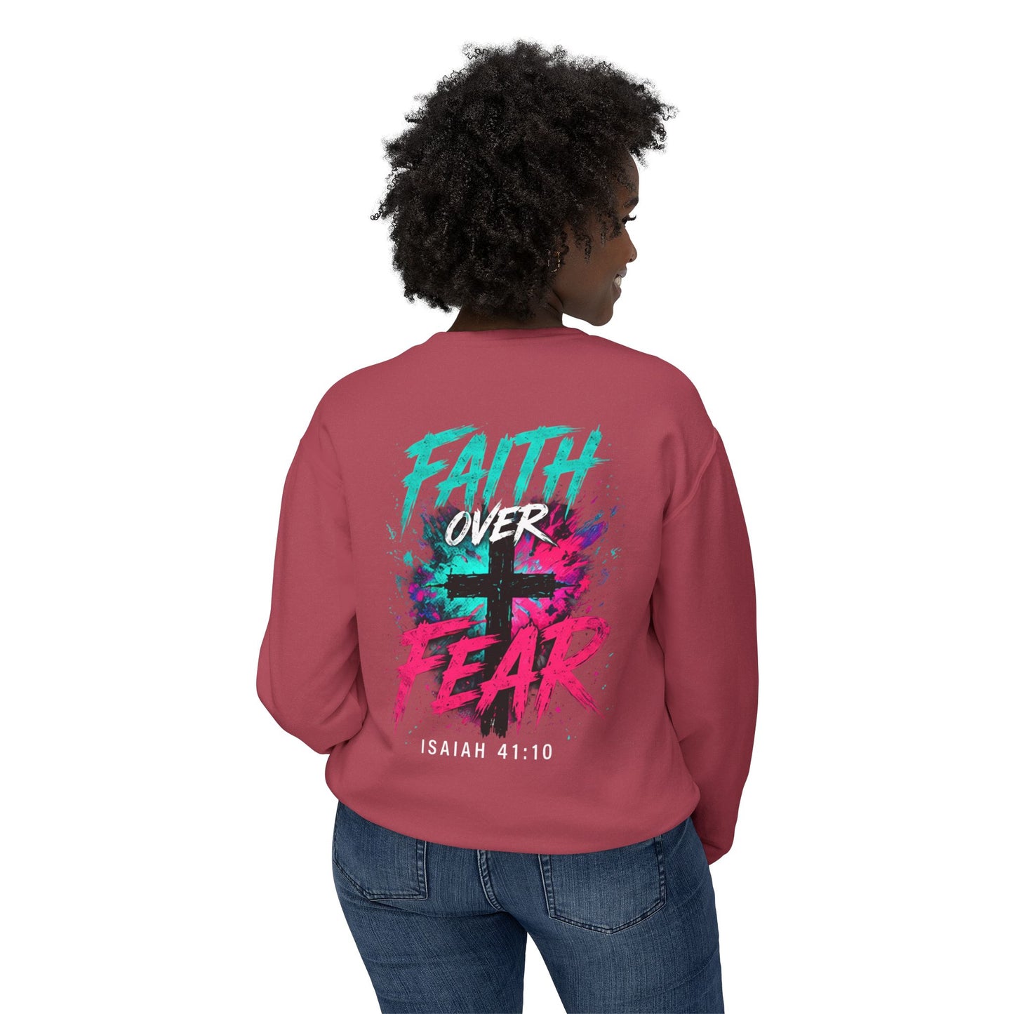 Unisex Lightweight Crewneck Sweatshirt faith over fear
