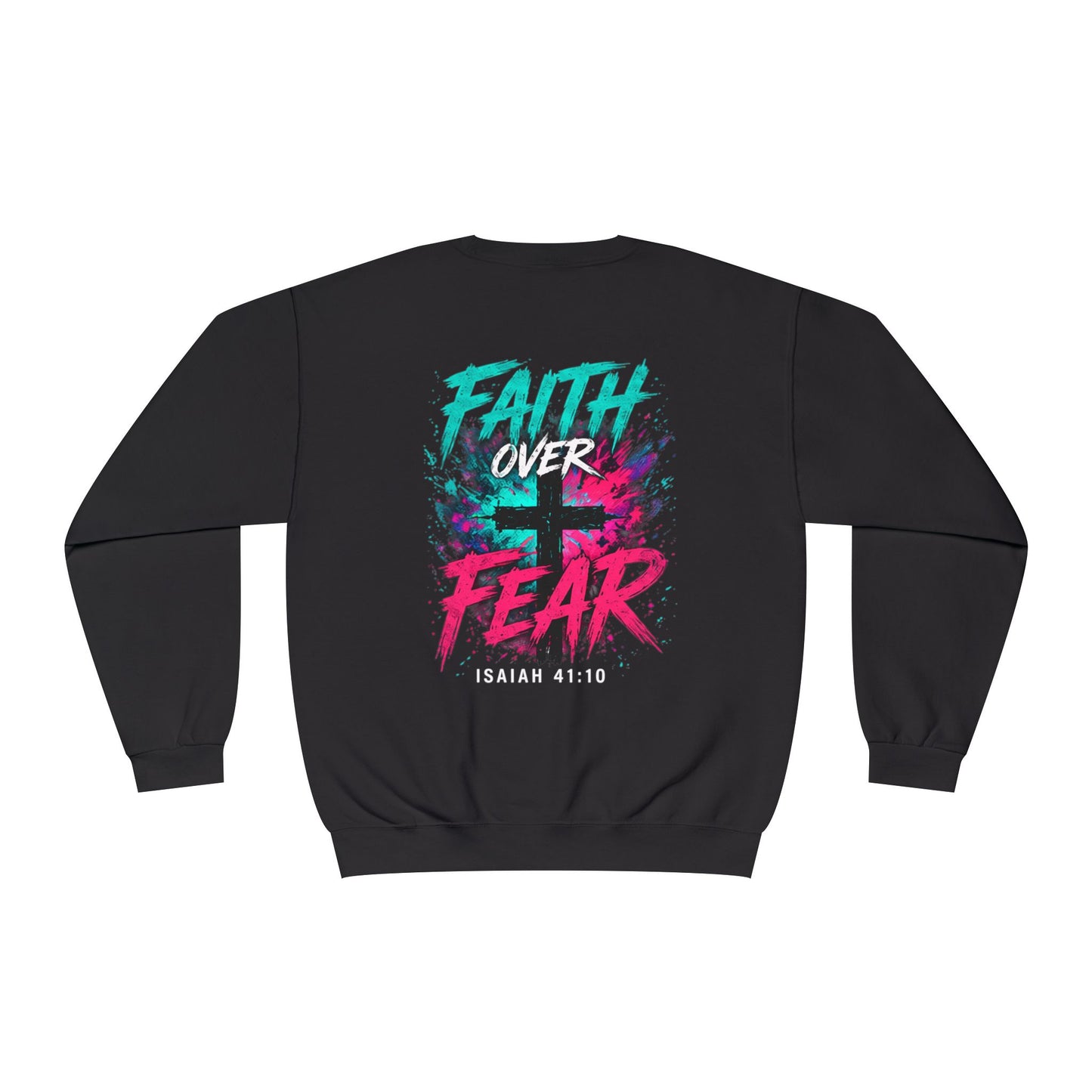 Faith Over Fear Sweatshirt — Christian Crewneck with Cross Graphic