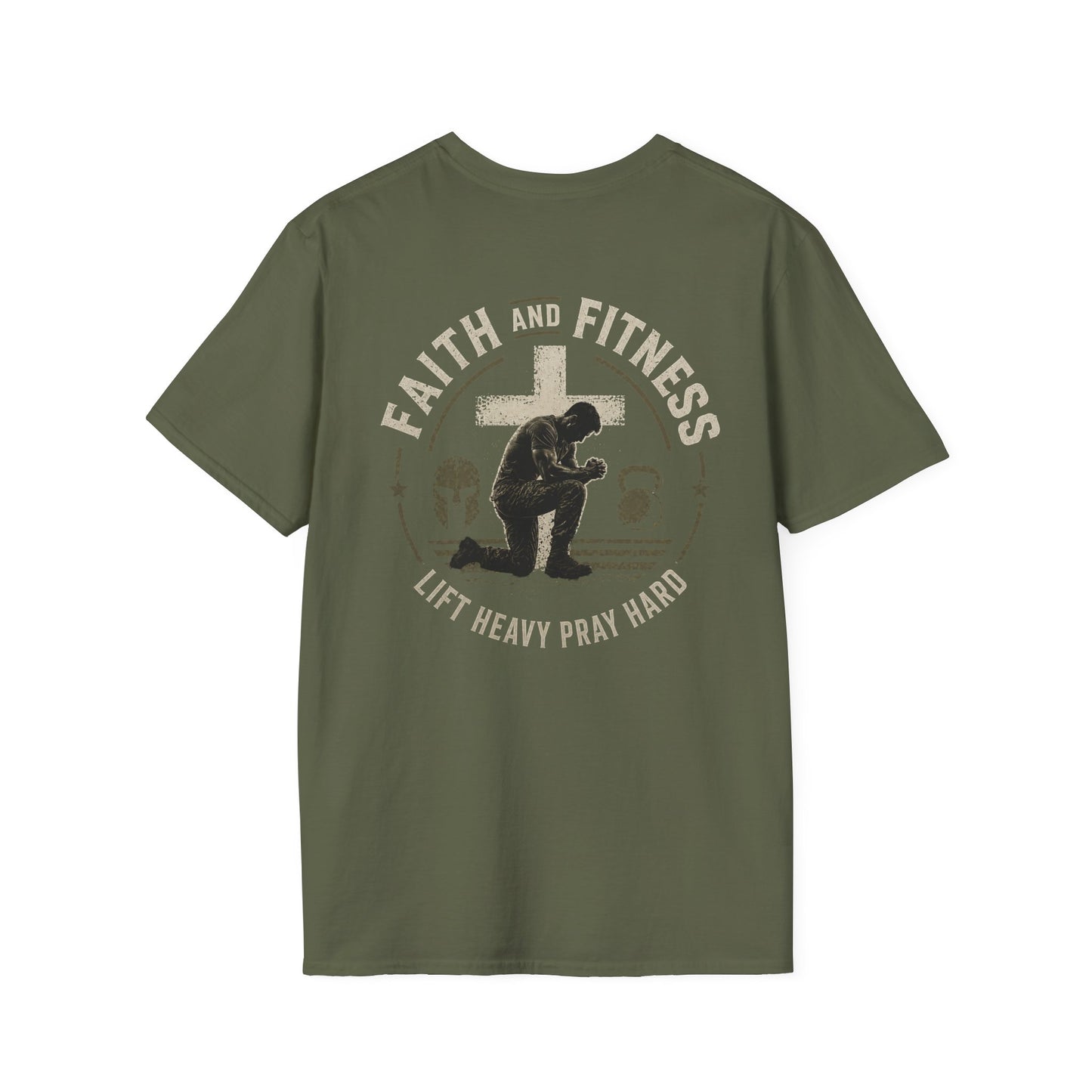Faith & Fitness T-Shirt — "Lift Heavy Pray Hard" Christian Gym Tee