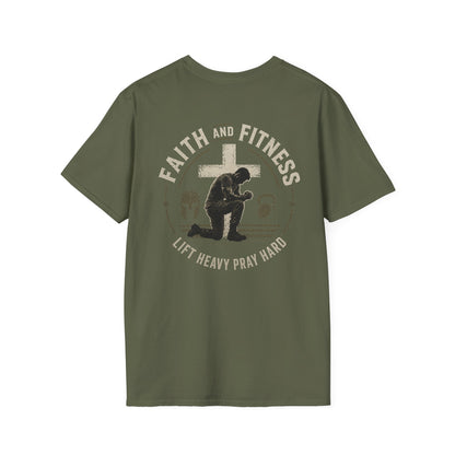 Faith & Fitness T-Shirt — "Lift Heavy Pray Hard" Christian Gym Tee