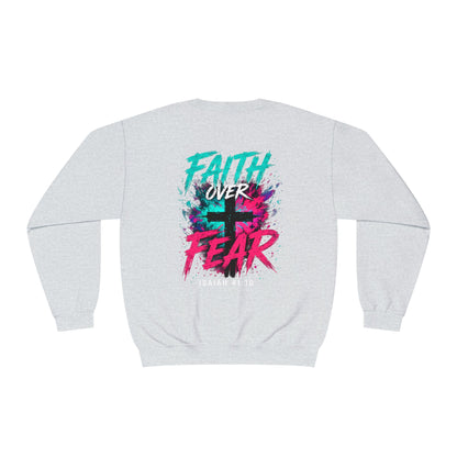 Faith Over Fear Sweatshirt — Christian Crewneck with Cross Graphic