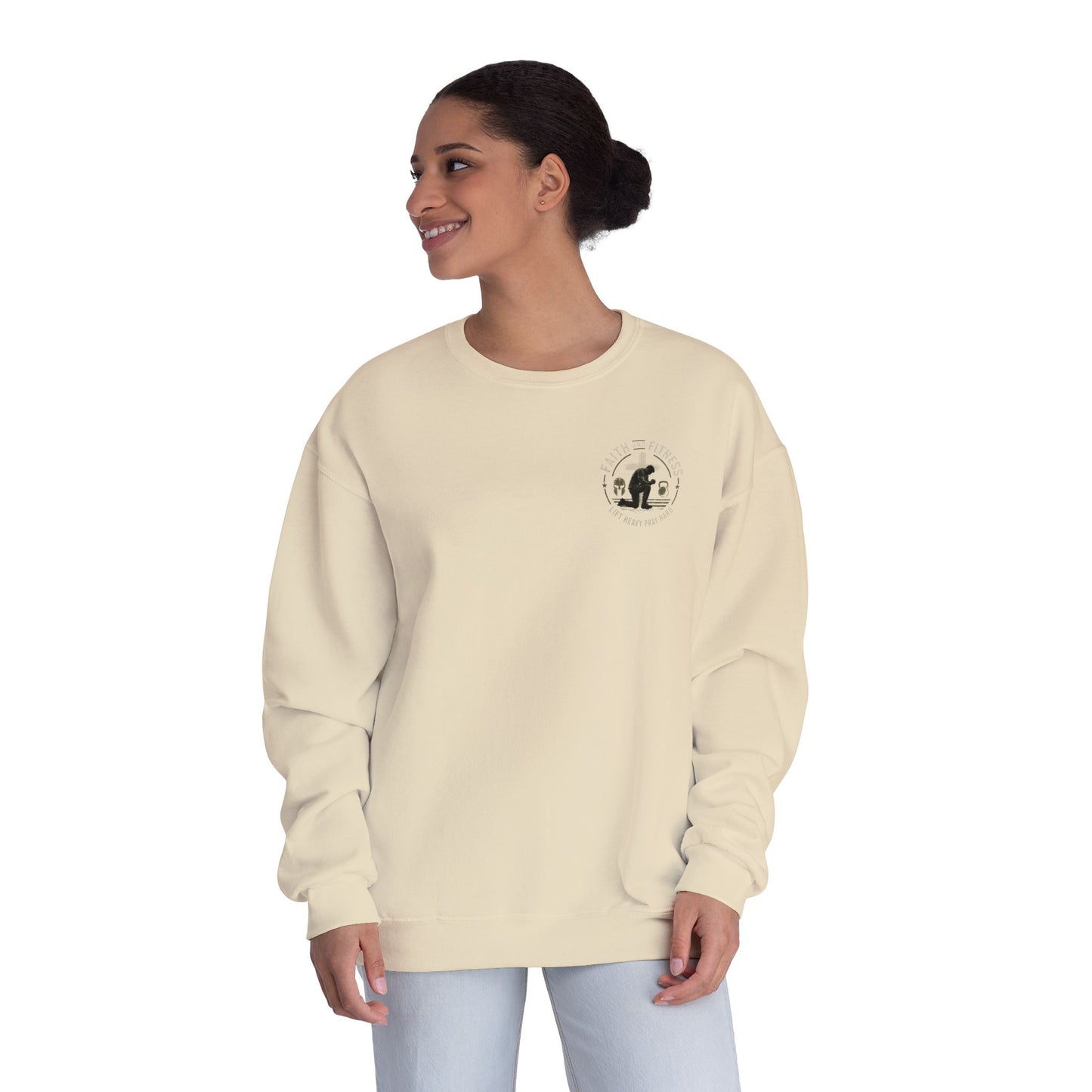 Faith Over Fear Sweatshirt — Christian Crewneck with Cross Graphic