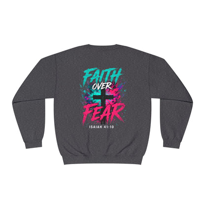 Faith Over Fear Sweatshirt — Christian Crewneck with Cross Graphic