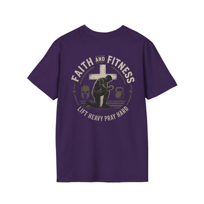 Faith & Fitness T-Shirt — "Lift Heavy Pray Hard" Christian Gym Tee