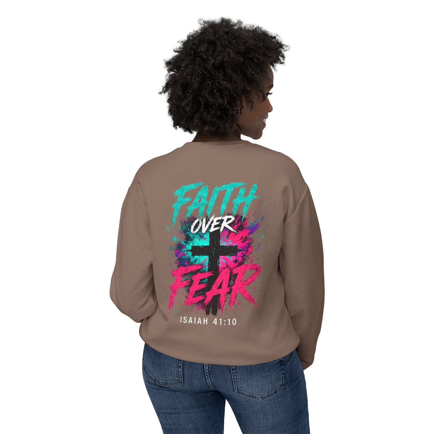 Unisex Lightweight Crewneck Sweatshirt faith over fear
