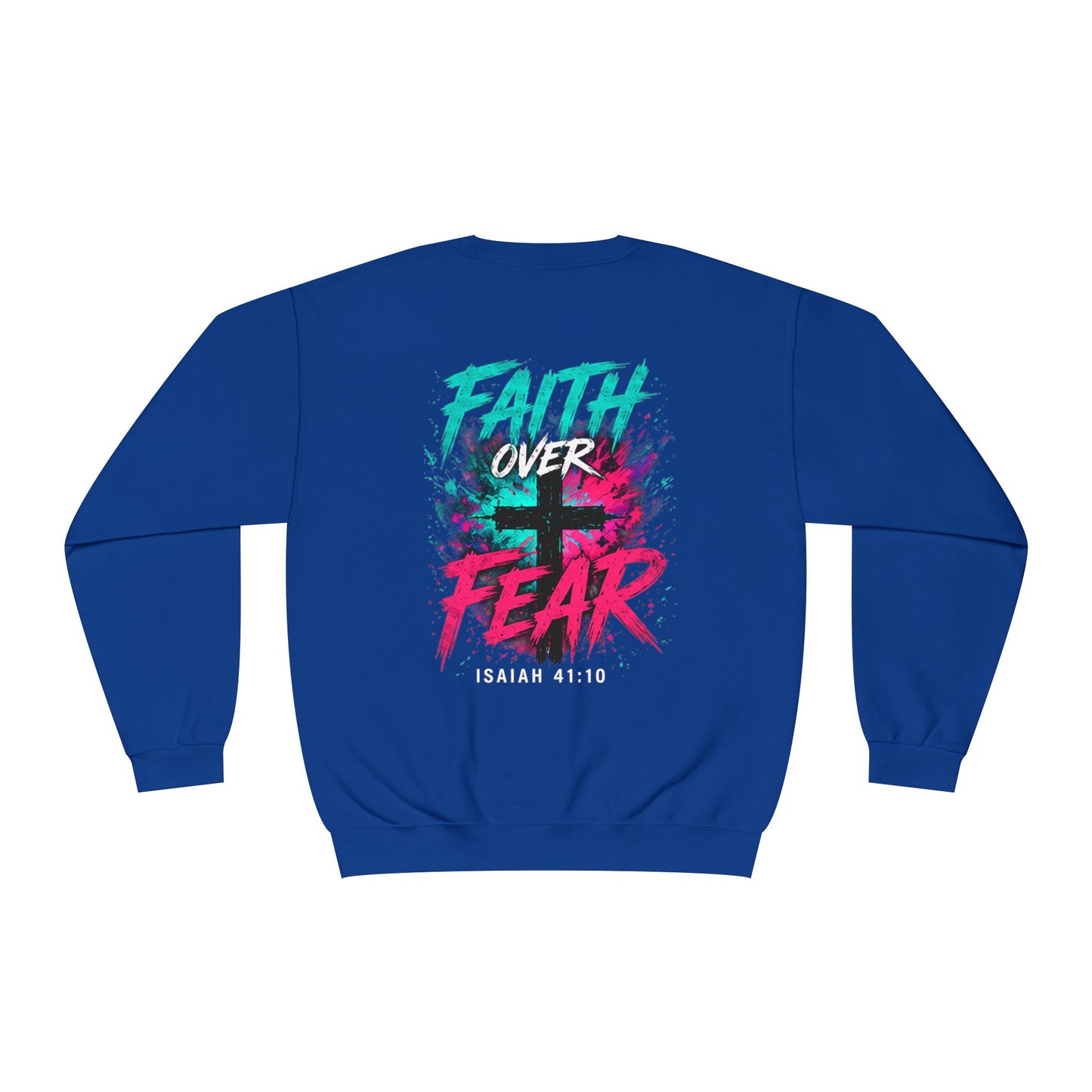 Faith Over Fear Sweatshirt — Christian Crewneck with Cross Graphic