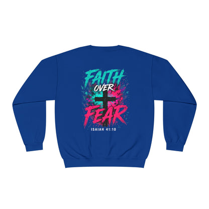 Faith Over Fear Sweatshirt — Christian Crewneck with Cross Graphic