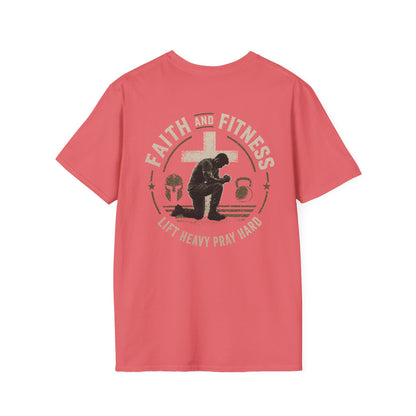 Faith & Fitness T-Shirt — "Lift Heavy Pray Hard" Christian Gym Tee