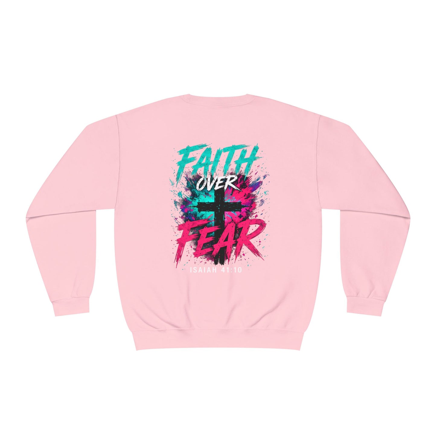 Faith Over Fear Sweatshirt — Christian Crewneck with Cross Graphic