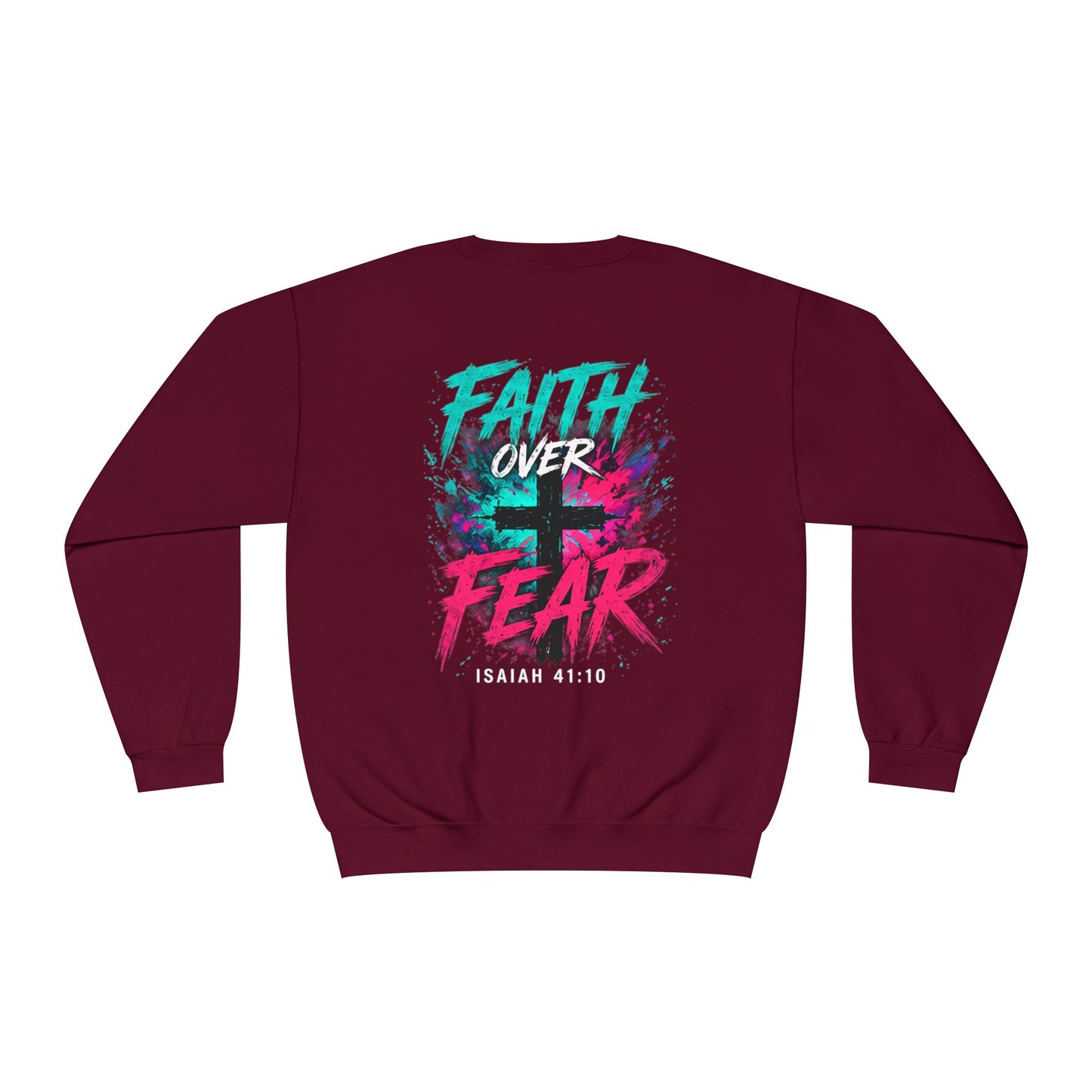 Faith Over Fear Sweatshirt — Christian Crewneck with Cross Graphic