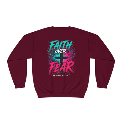 Faith Over Fear Sweatshirt — Christian Crewneck with Cross Graphic