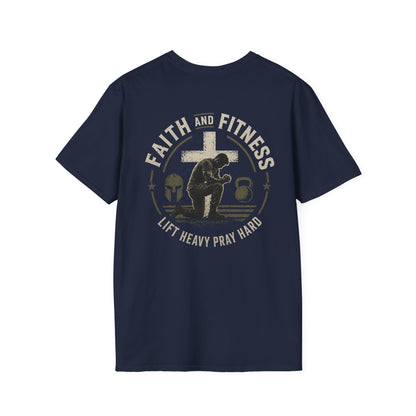 Faith & Fitness T-Shirt — "Lift Heavy Pray Hard" Christian Gym Tee