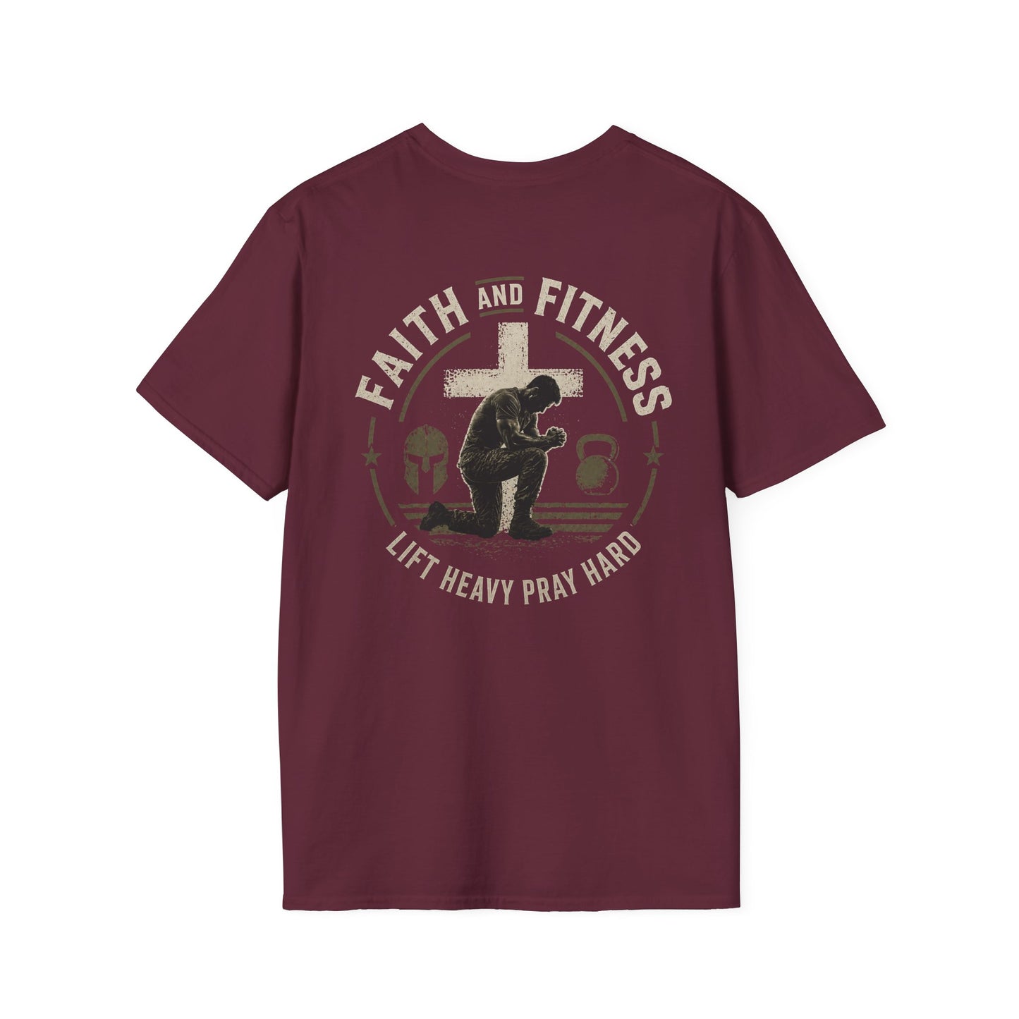 Faith & Fitness T-Shirt — "Lift Heavy Pray Hard" Christian Gym Tee