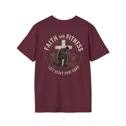 Faith & Fitness T-Shirt — "Lift Heavy Pray Hard" Christian Gym Tee