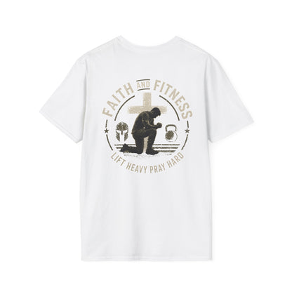 Faith & Fitness T-Shirt — "Lift Heavy Pray Hard" Christian Gym Tee