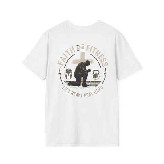 Faith & Fitness T-Shirt — "Lift Heavy Pray Hard" Christian Gym Tee