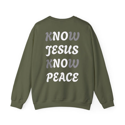 Religious Sweatshirt - Know Jesus Know Peace Unisex Heavy Blend™