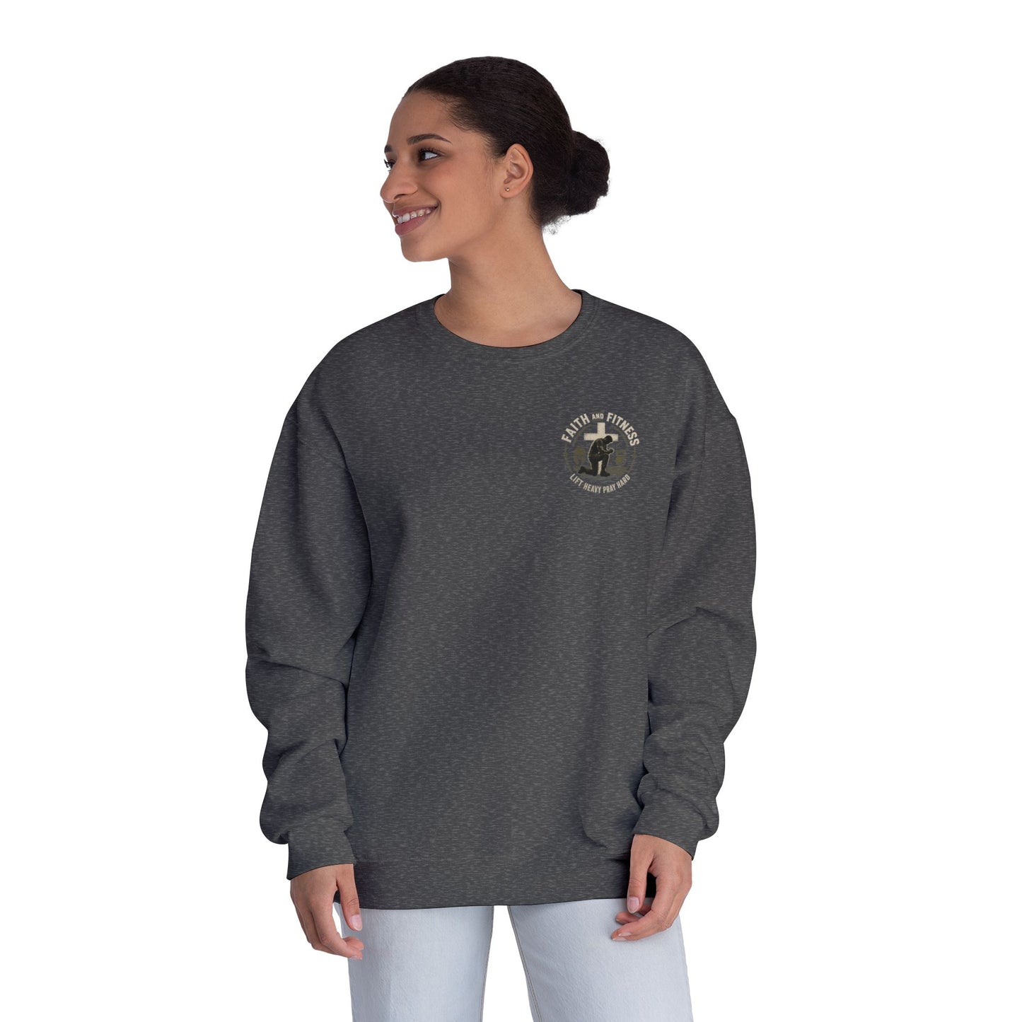 Faith Over Fear Sweatshirt — Christian Crewneck with Cross Graphic