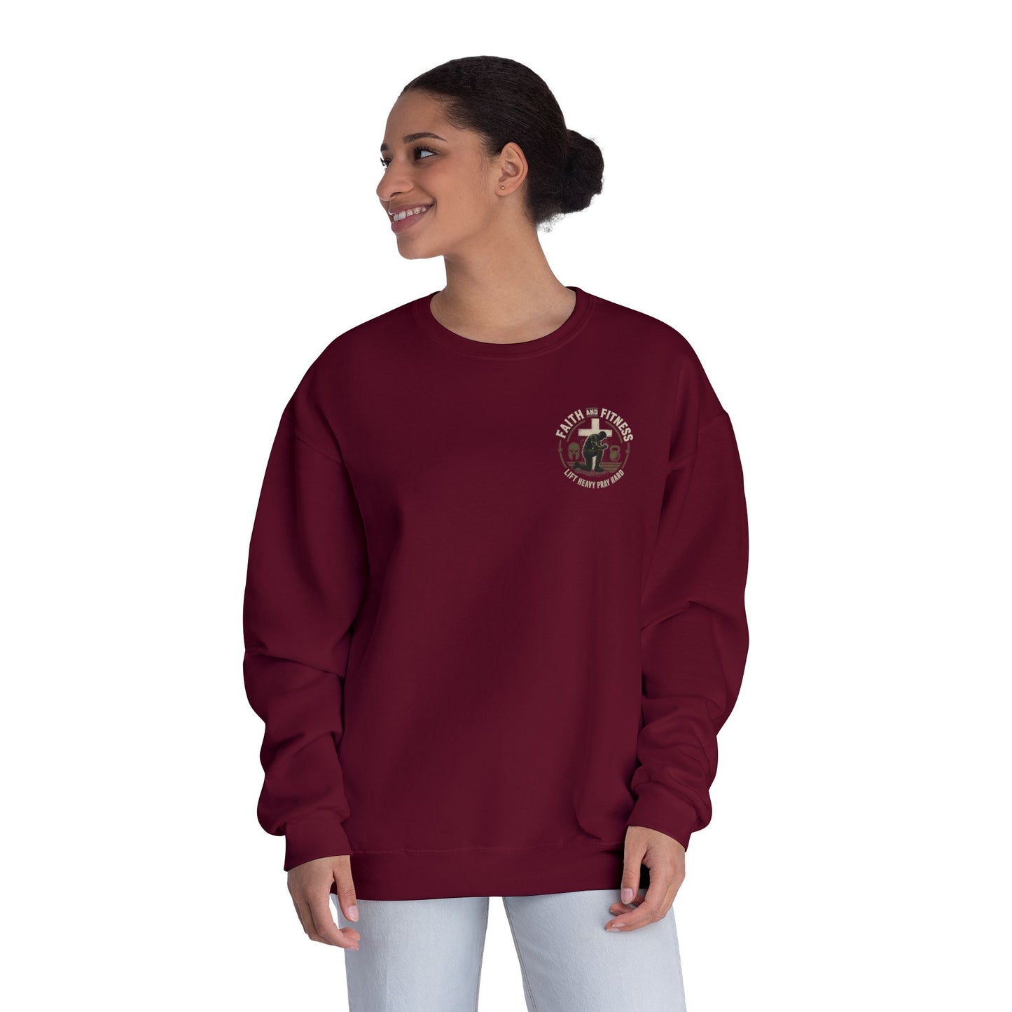 Faith Over Fear Sweatshirt — Christian Crewneck with Cross Graphic