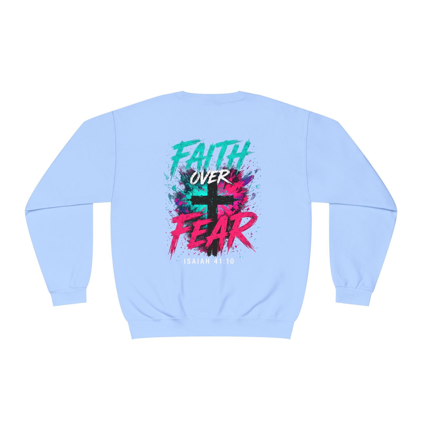 Faith Over Fear Sweatshirt — Christian Crewneck with Cross Graphic