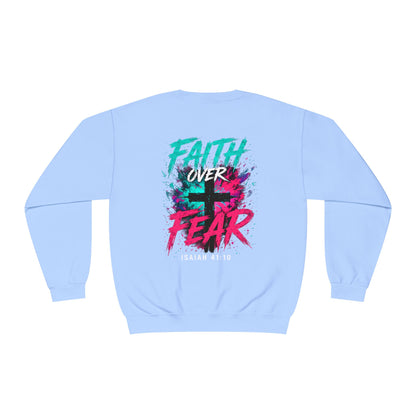Faith Over Fear Sweatshirt — Christian Crewneck with Cross Graphic