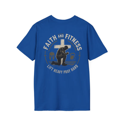 Faith & Fitness T-Shirt — "Lift Heavy Pray Hard" Christian Gym Tee