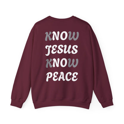 Religious Sweatshirt - Know Jesus Know Peace Unisex Heavy Blend™