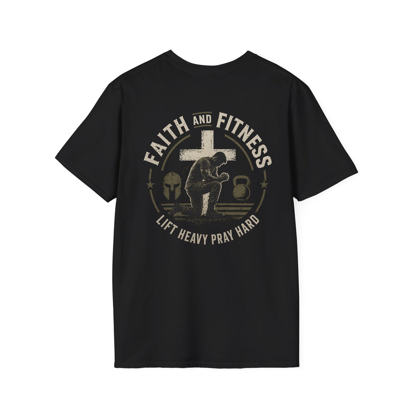 Faith & Fitness T-Shirt — "Lift Heavy Pray Hard" Christian Gym Tee