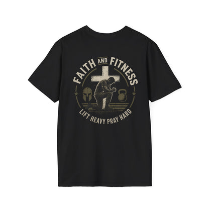 Faith & Fitness T-Shirt — "Lift Heavy Pray Hard" Christian Gym Tee