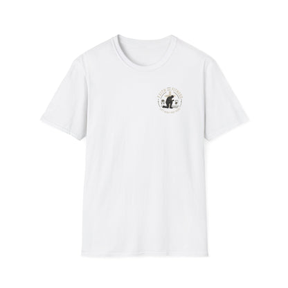 Bigfoot Camping T‑Shirt — "Faith & Friends" Sasquatch Outdoor Graphic Tee
